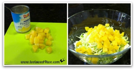 Preparing the pineapple for Oriental Chicken Salad