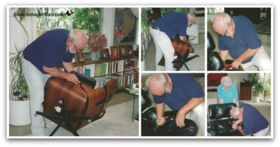 Dad fixing his Eames chair - Requiem for My Father