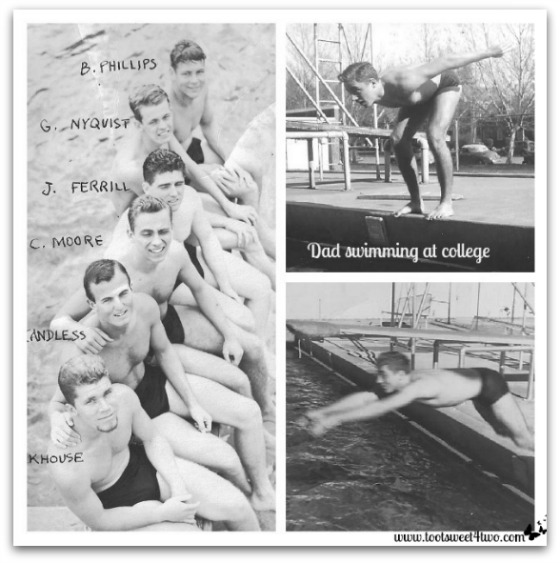 Dad swimming at college - Requiem for My Father