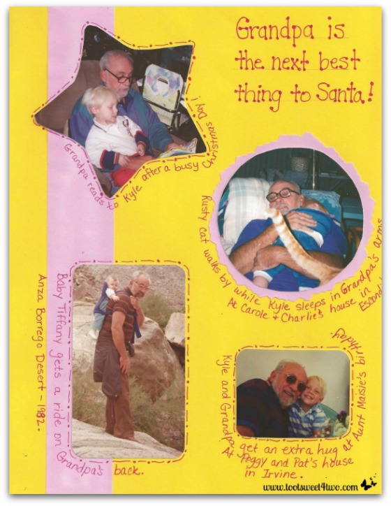 Scrapbook pages of Grandpa with Grandchildren - In the Arms of Love