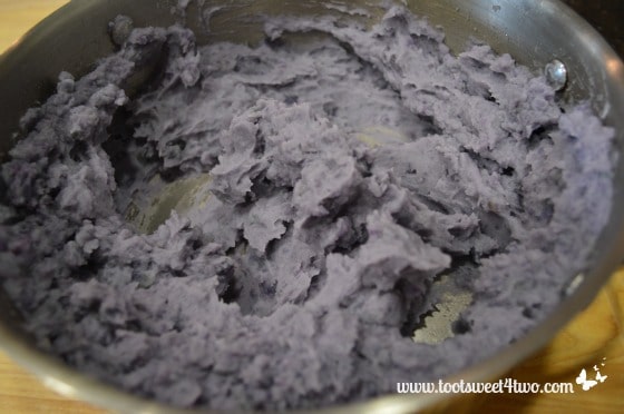Mashed Purple Potatoes in the pot