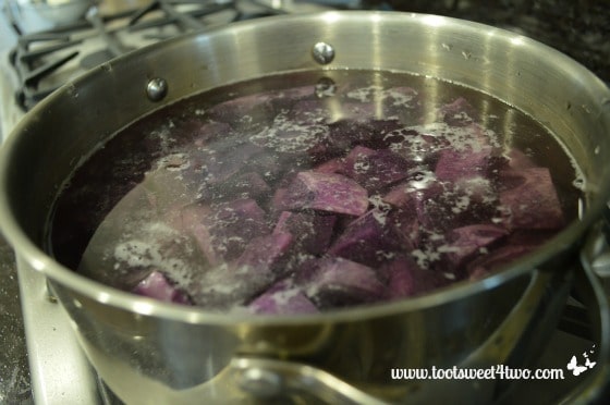 Purple Potatoes on the stove