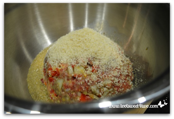 Add bread crumbs and egg mixture
