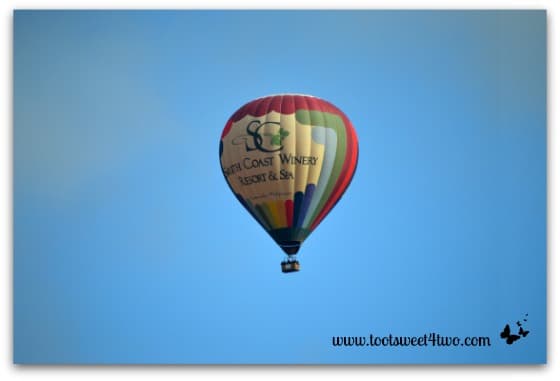 South Coast Winery Hot Air Balloon in the bright blue skies