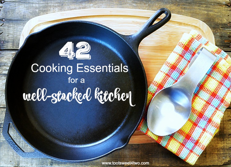 Do you know someone just getting their first place? Starting out, starting fresh, starting over? A cooking enthusiast, bride-to-be, newlywed, recent graduate or someone just getting their first apartment or home? 42 Cooking Essentials for a Well-stocked Kitchen continues the series of kitchen cookware and supplies plus includes a FREE printable checklist to get you started. | www.tootsweet4two.com