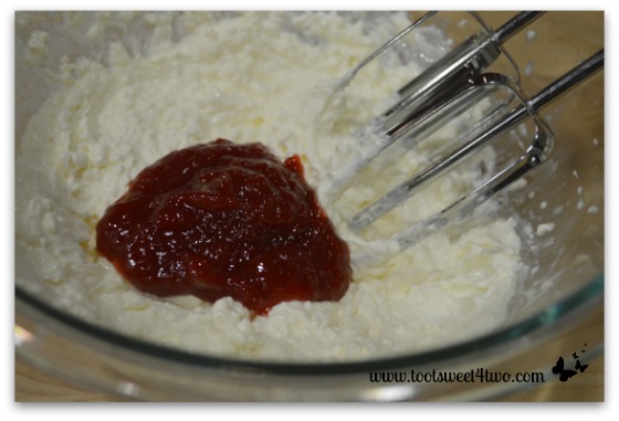Cream cheese mixture with strawberry jam