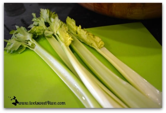 Celery stalks for Tri-Colored Roasted Potato Salad