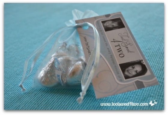 Easy Party Favors Featuring You - tie ribbon to secure business card to party favor bag