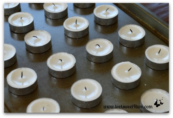 Tea lights with melted wax