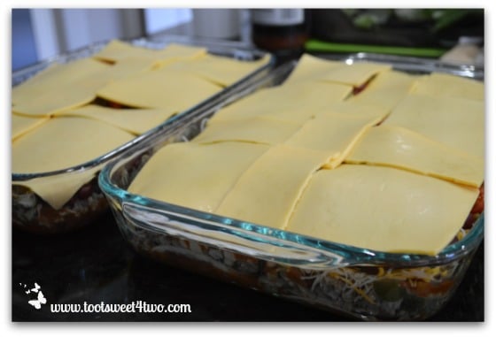Add sliced American cheese - Charlie's Lite Layered Mexican Casserole