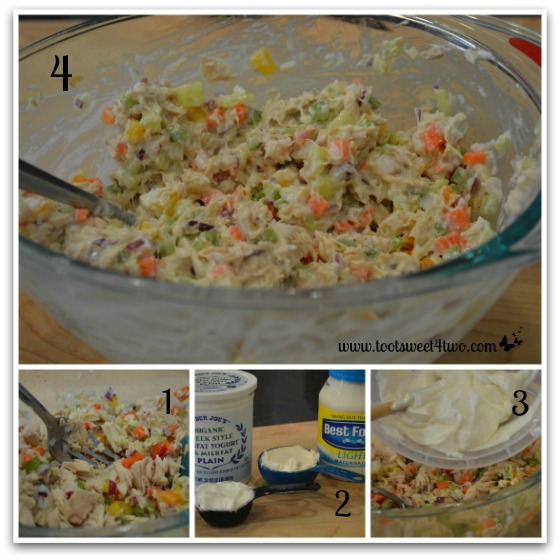 Add the the dressing for Crunchy Tuna Salad