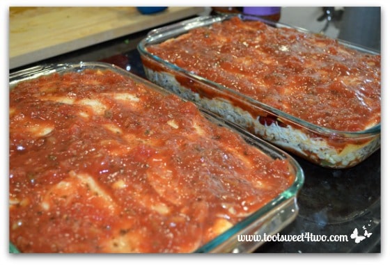 Add top layer of salsa - Charlie's Lite Layered Mexican Casserole
