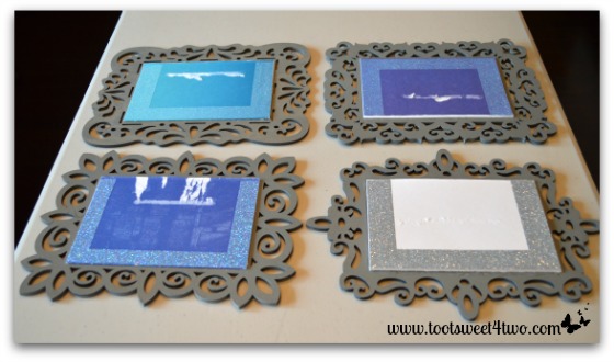 Adhere greeting cards to frames