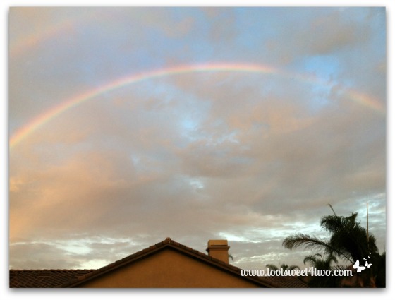 Center of rainbow over our house