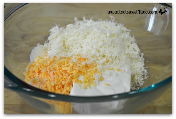 Cheese in mixing bowl - Jalapeno Popper Dip