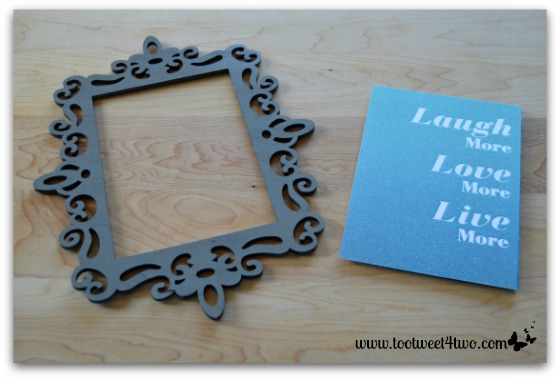 Laugh, Love, Live card and laser frame