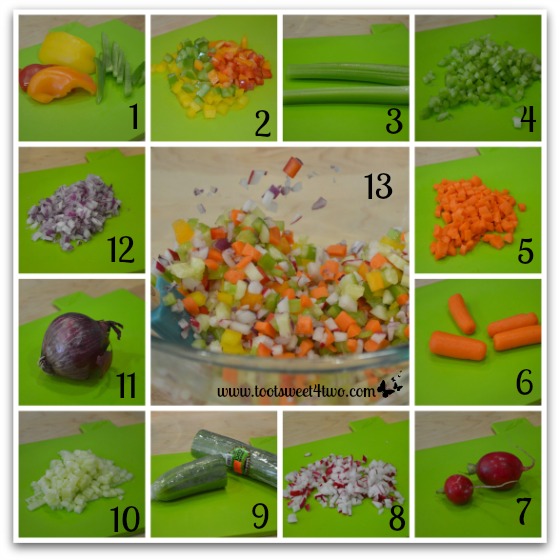 Prepare and chop the vegetables for Crunchy Tuna Salad