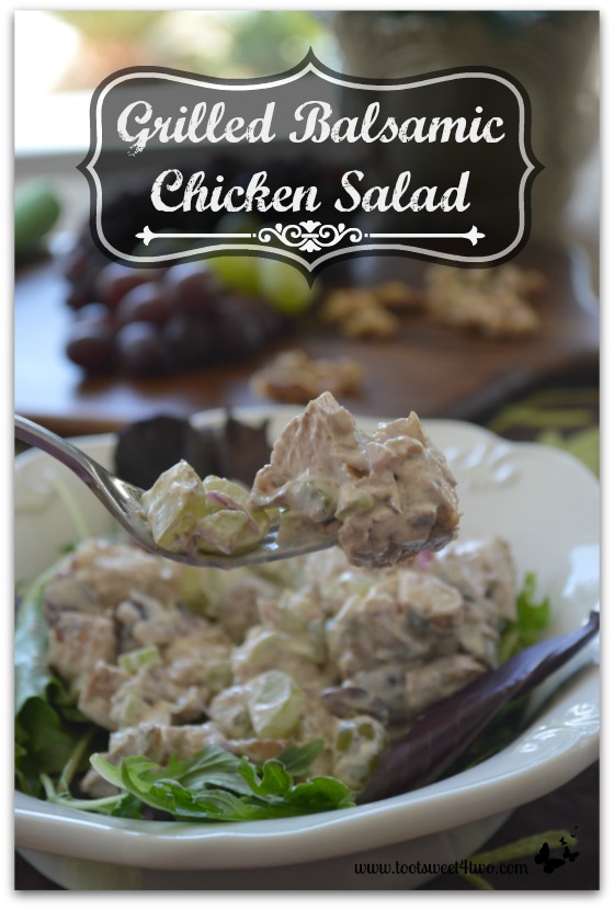Grilled Balsamic Chicken Salad fork close-up
