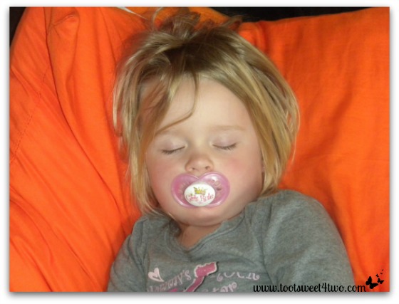 Little Princess P sleeping on orange pillow