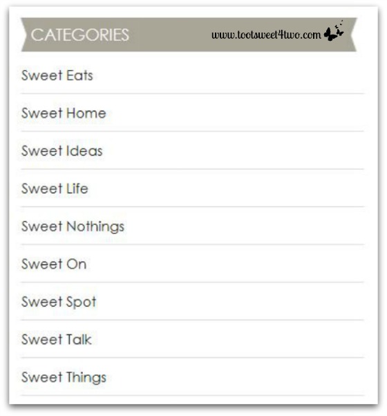 Toot Sweet 4 Two's New Categories