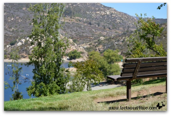 Park bench on the hill overlooking Lake Poway