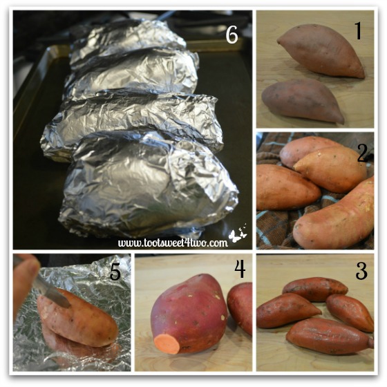 Preparing the sweet potatoes