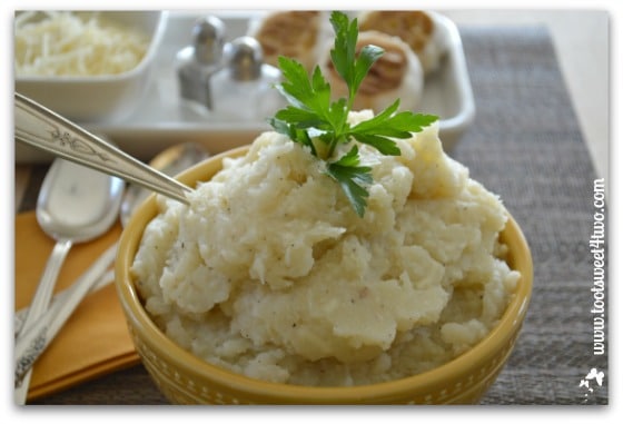 Roasted Garlic Mashed Potatoes and Cauliflower close-up