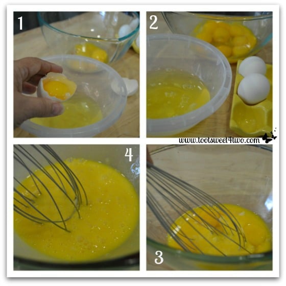 Separating the eggs for White Chocolate Bread Pudding