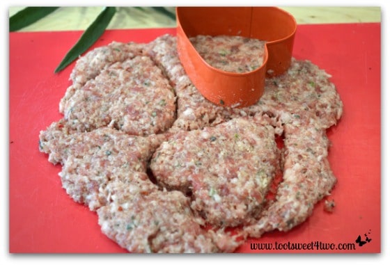 Cutting out Sweetheart Maple and Sage Sausage Patties
