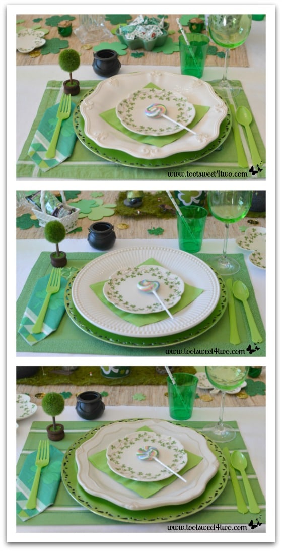 3 different plates for St. Patrick's Day table