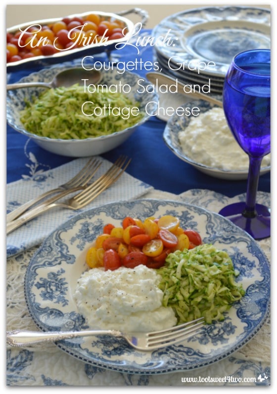 An Irish Lunch of Courgettes, Grape Tomato Salad and Cottage Cheese