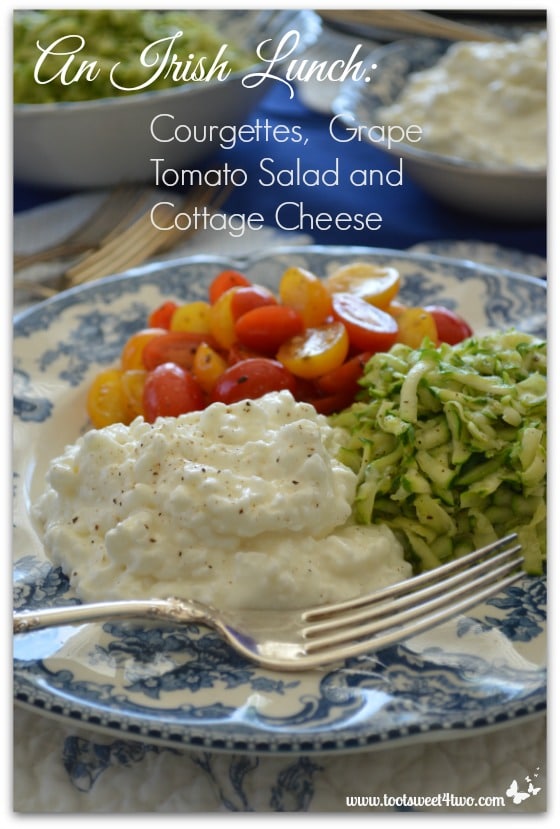 Courgettes, Grape Tomato Salad and Cottage Cheese - An Irish Lunch close-up