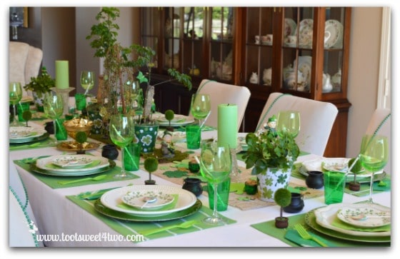 Dining room table set for St. Patrick's Day