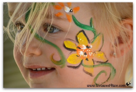 Face painting on Princess Sweetie Pie - 42 Shades of Green