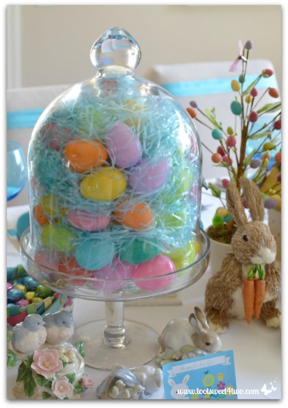 Cloche filled with Easter eggs - Decorating the Table for an Easter Celebration