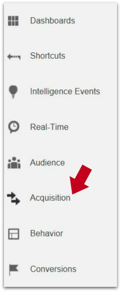 Google Analytics - Analyzing and Understanding the Acquisition Report -Acquisition Report with red arrow