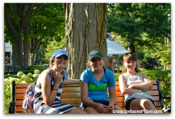 Happy-faced Molly, Bizzy, Erin at Chautauqua Institution