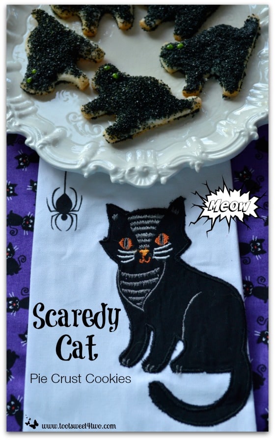 Pic 5 Scaredy Cat Pie Crust Cookies with cat tea towel