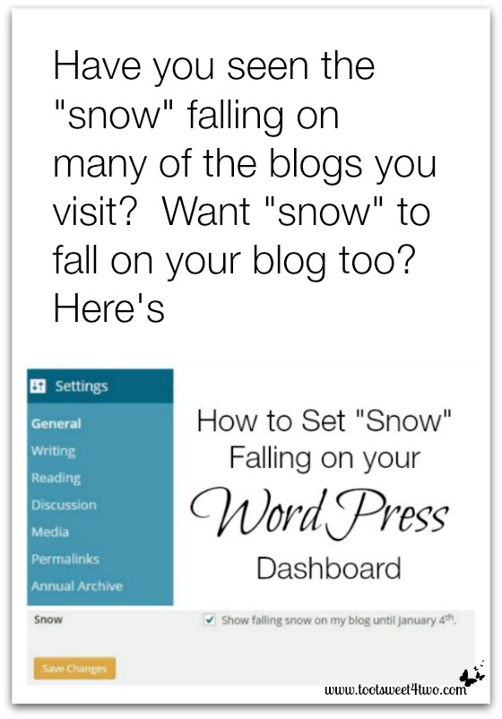 How to set snow falling on your WordPress dashboard