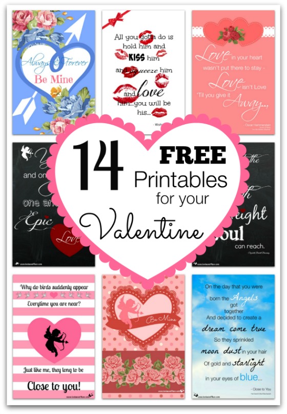 14 FREE Printables for Your Valentine collage