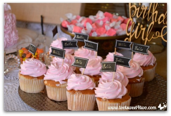 Pink birthday cupcakes