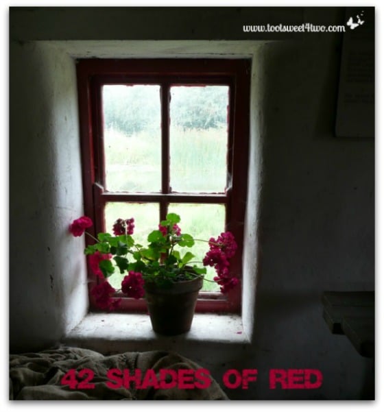 Red window frame in Irish cottage - 42 Shades of Red
