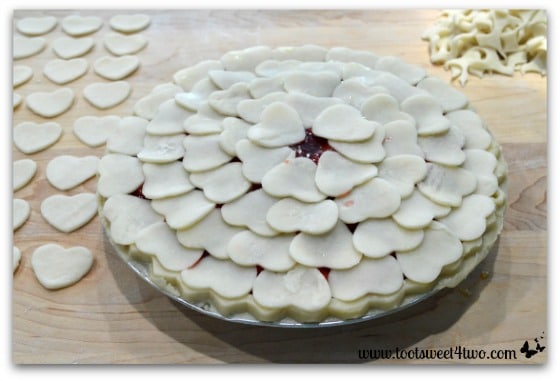 Unbaked Strawberry Pie with mini heart-shaped pie crust