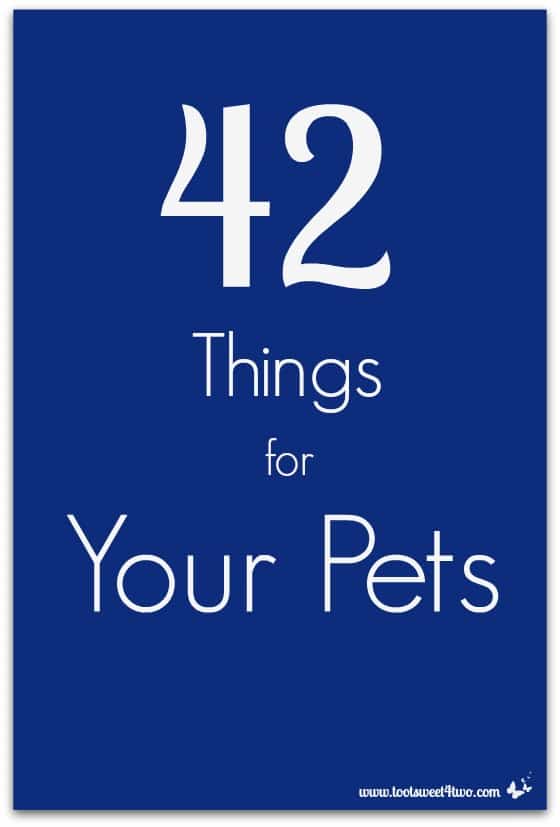 42 Things for Your Pets - are you a pet owner?  Did you know that you probably have 42 Things for Your Pets?  Visit www.tootsweet4two.com to get the list to add to your household inventory!