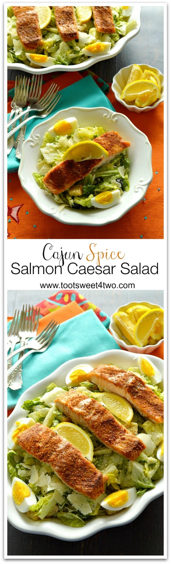 Cajun Spice Salmon Caesar Salad Pinterest Collage