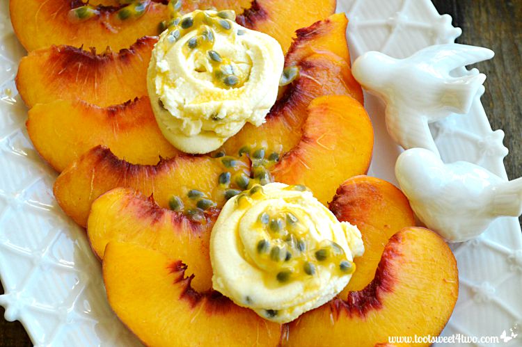 Summer's Best Peaches with Mascarpone and Passionfruit Drizzle horizontal close-up