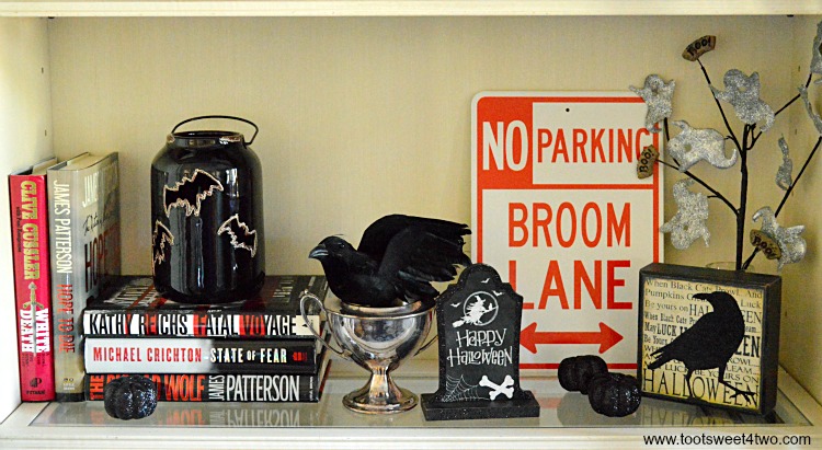 No Parking Broom Lane sign and shelf display