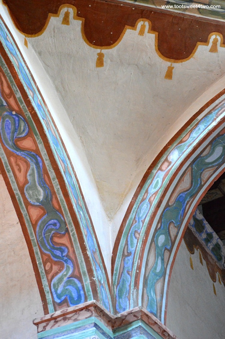 Arched frescos inside Mission San Luis Rey Church