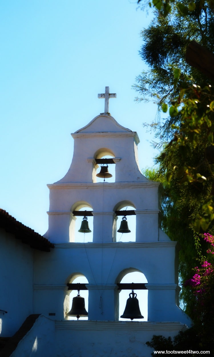 Back side of bell tower at Mission San Diego de Alcala
