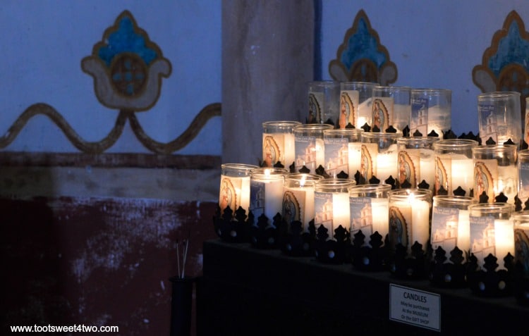 Candle altar inside Mission San Luis Rey Church
